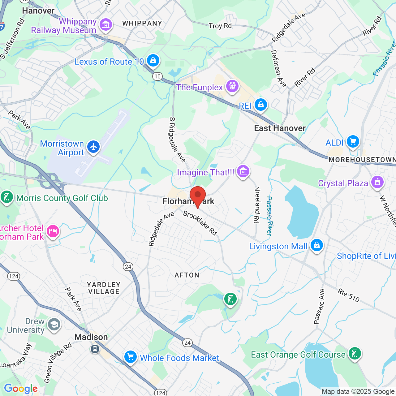 Google map image of our location in 131 Columbia Turnpike Florham Park, NJ